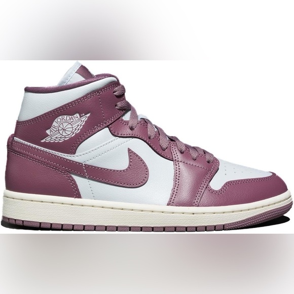 Nike Women's Air Jordan 1 Mid Pure Platinum/Sky J Mauve-Sail (BQ6472) size 6.5 - Picture 3 of 10